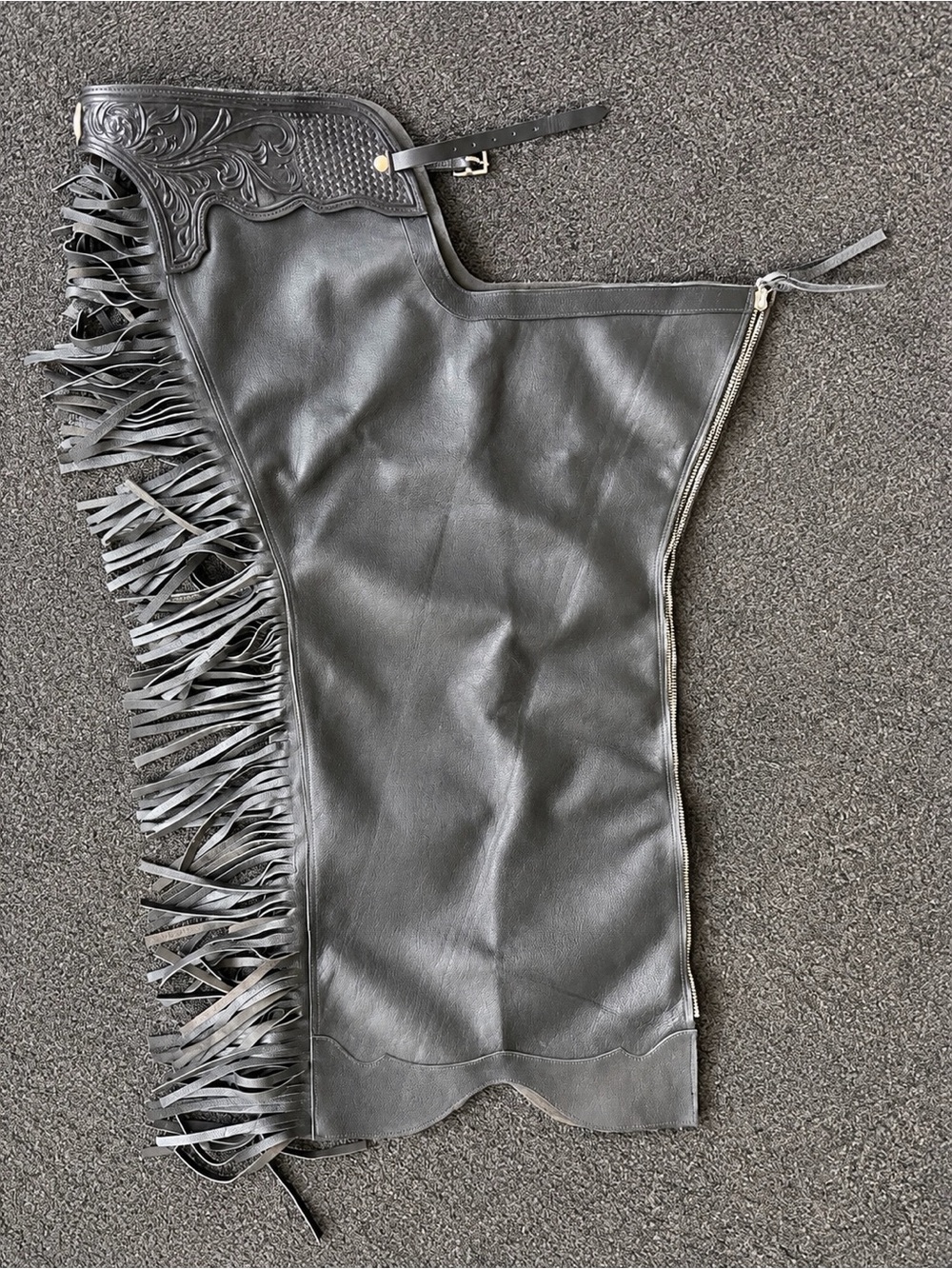Black Leather Riding Chaps - Picture 2 of 9